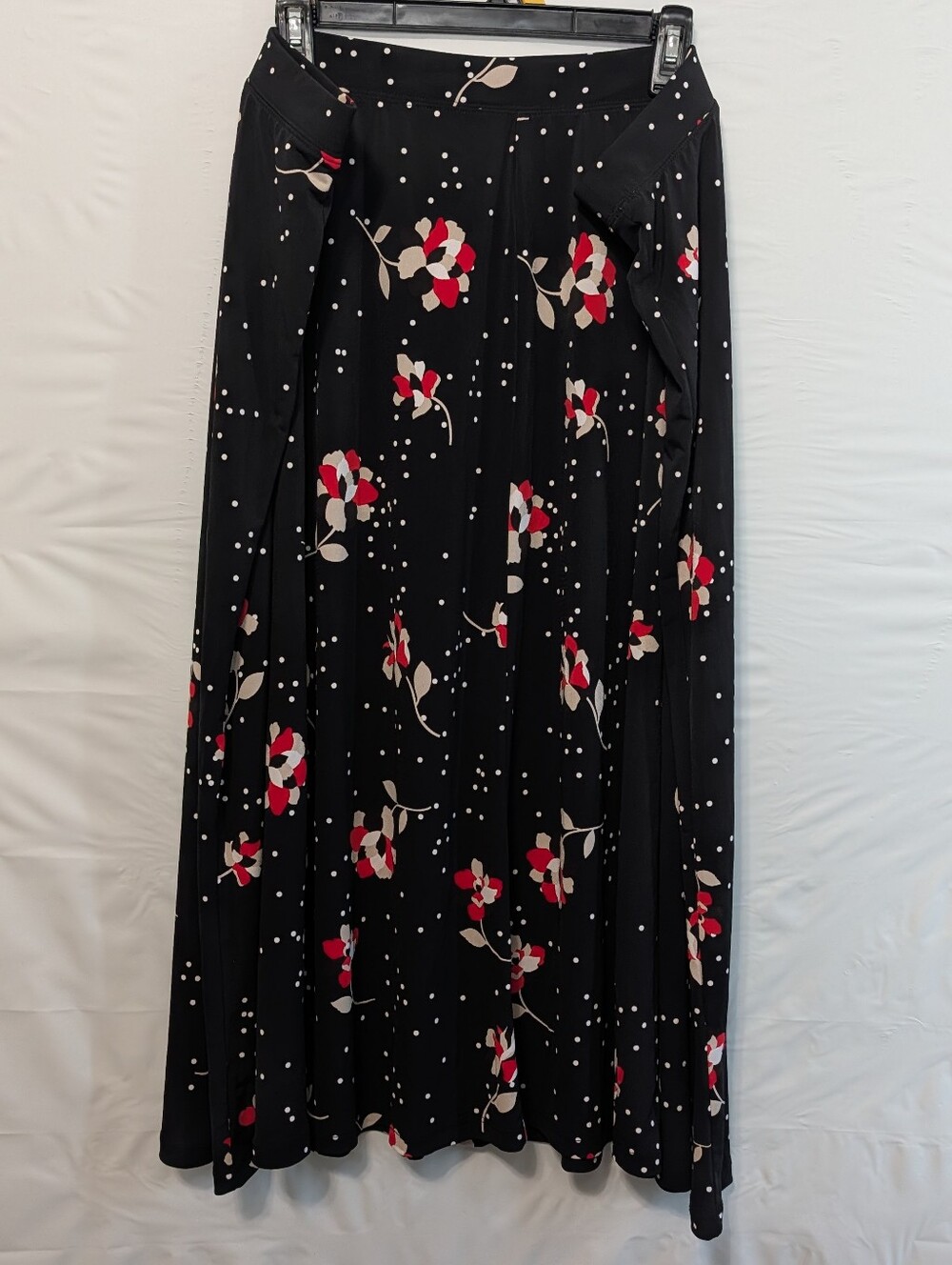 Woman Within Size 2X Midi Skirt Floral Polka Dot Feminine Elastic Waist Flowy